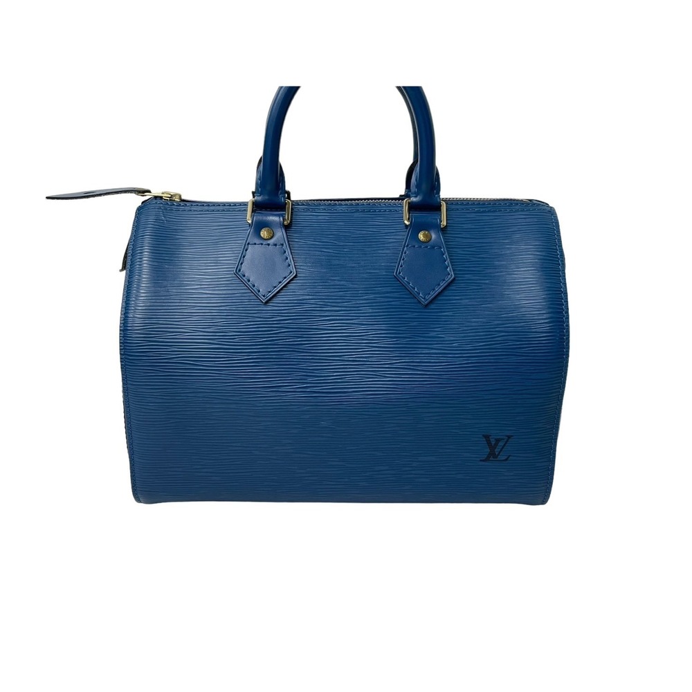 Louis Vuitton Logo Speedy Epi Blue Leather Handbag